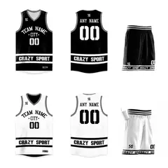 Black White Double Side Sportswear Basketball Jersey 3