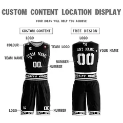 Black White Double Side Sportswear Basketball Jersey 4