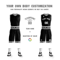 Black White Double Side Sportswear Basketball Jersey 5