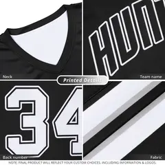 Black White Double Side Tops Sports Basketball Jersey 2