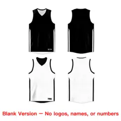 Black White Double Side Tops Sports Basketball Jersey 6
