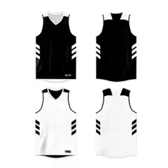 Black White Double Side Tops Team Basketball Jersey 5