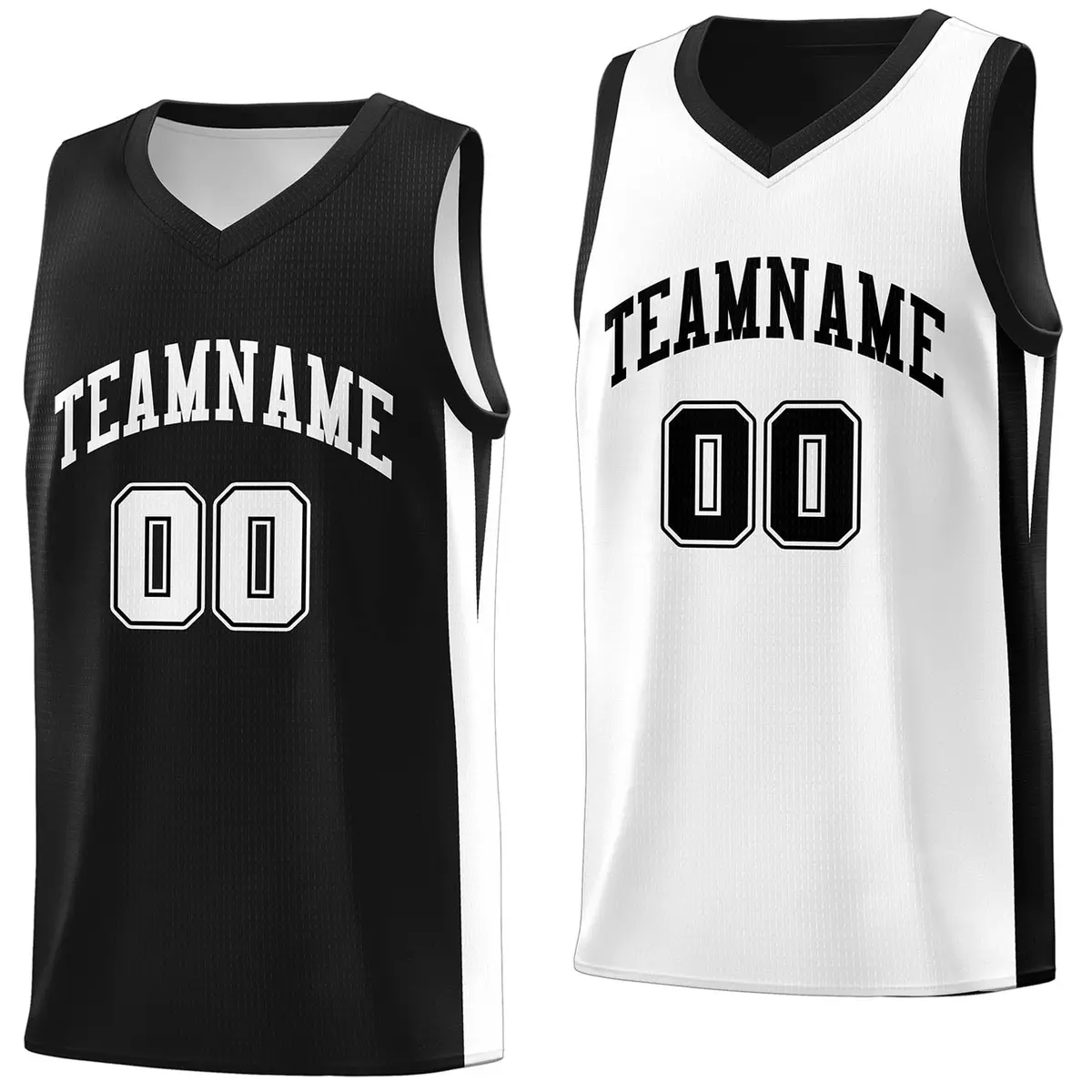 Black White Double Side Tops Team Basketball Jersey