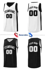 Black White Double Side Tops Team Basketball Jersey 4