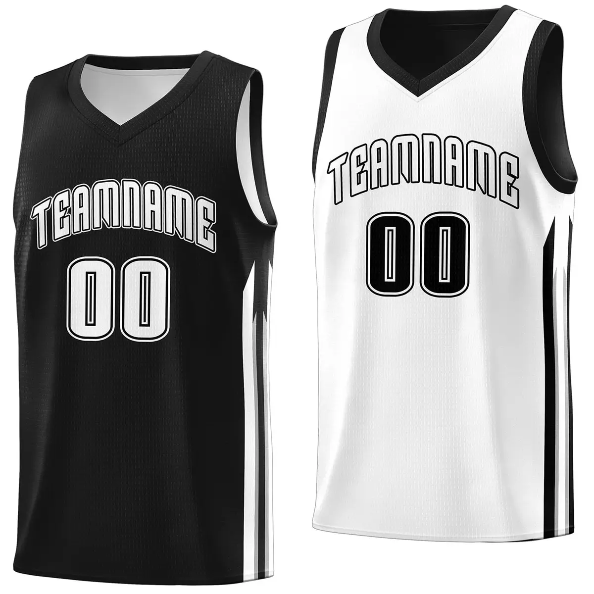Black White Double Side Training Basketball Jersey