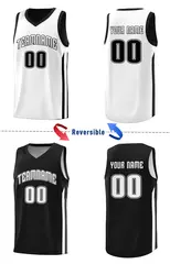 Black White Double Side Training Basketball Jersey 4