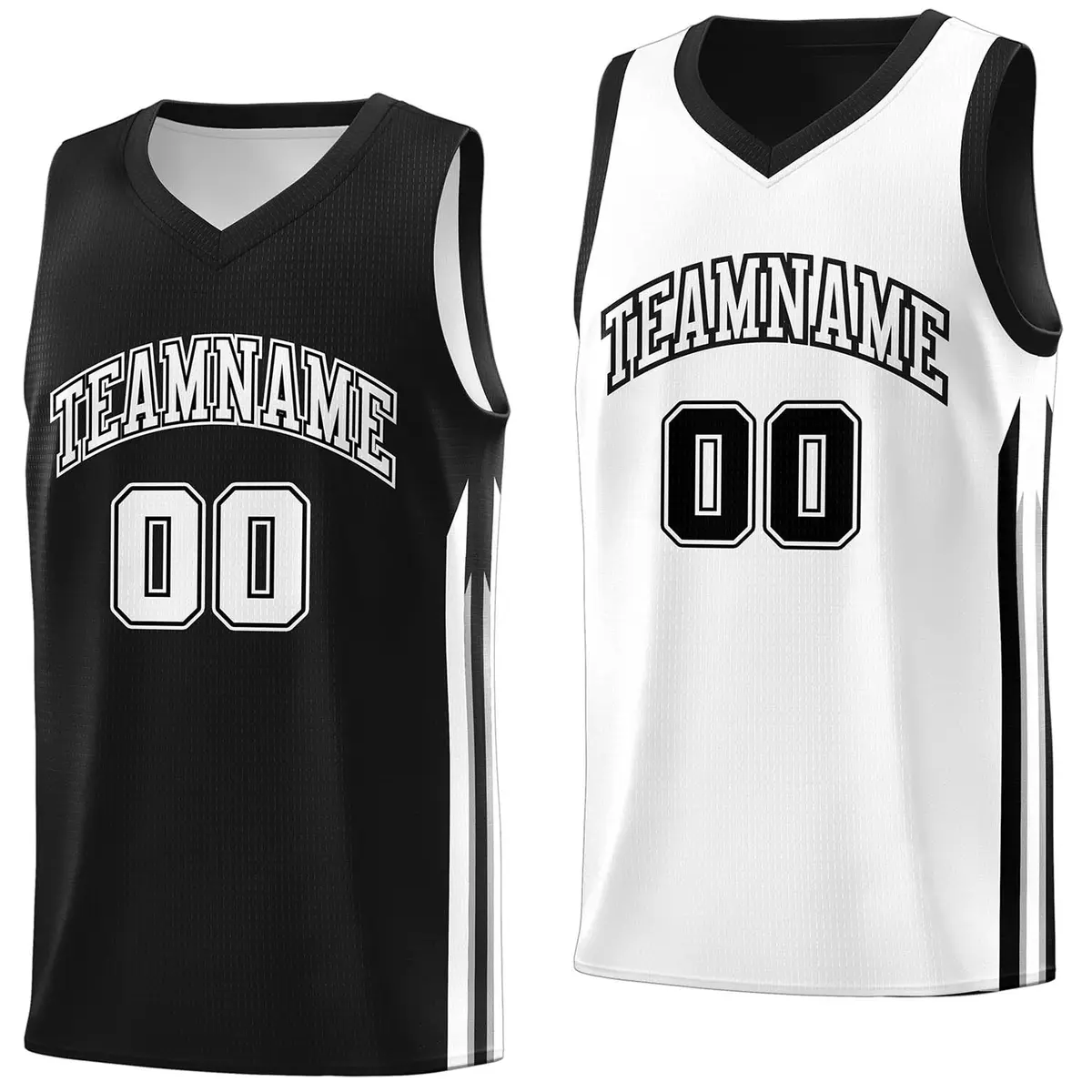Black White Double Side Training Fashion Basketball Jersey