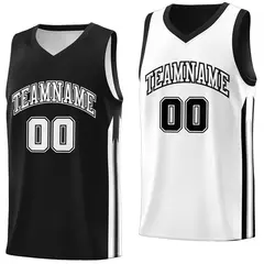 Black White Double Side Training Fashion Basketball Jersey