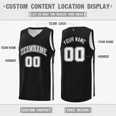 Black White Double Side Training Fashion Basketball Jersey 2