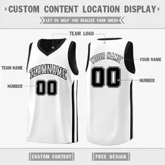 Black White Double Side Training Fashion Basketball Jersey 3