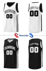 Black White Double Side Training Fashion Basketball Jersey 4