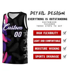 Black White Feather Graffiti Pattern Basketball Jersey 2
