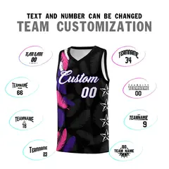 Black White Feather Graffiti Pattern Basketball Jersey 4