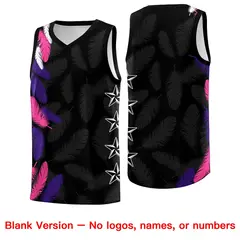 Black White Feather Graffiti Pattern Basketball Jersey 6