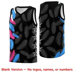 Black White Feather Graffiti Pattern Basketball Jersey 6