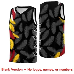 Black White Feather Graffiti Pattern Basketball Jersey 6