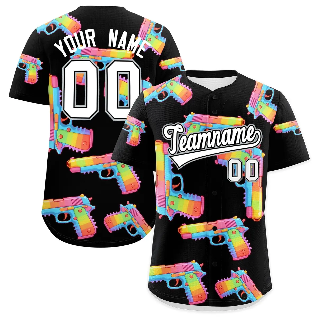 Black White Firepower Graffiti Lightweight Baseball Jersey