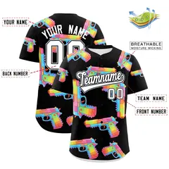 Black White Firepower Graffiti Lightweight Baseball Jersey 2