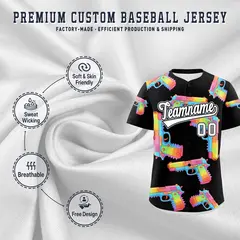 Black White Firepower Graffiti Lightweight Baseball Jersey 3