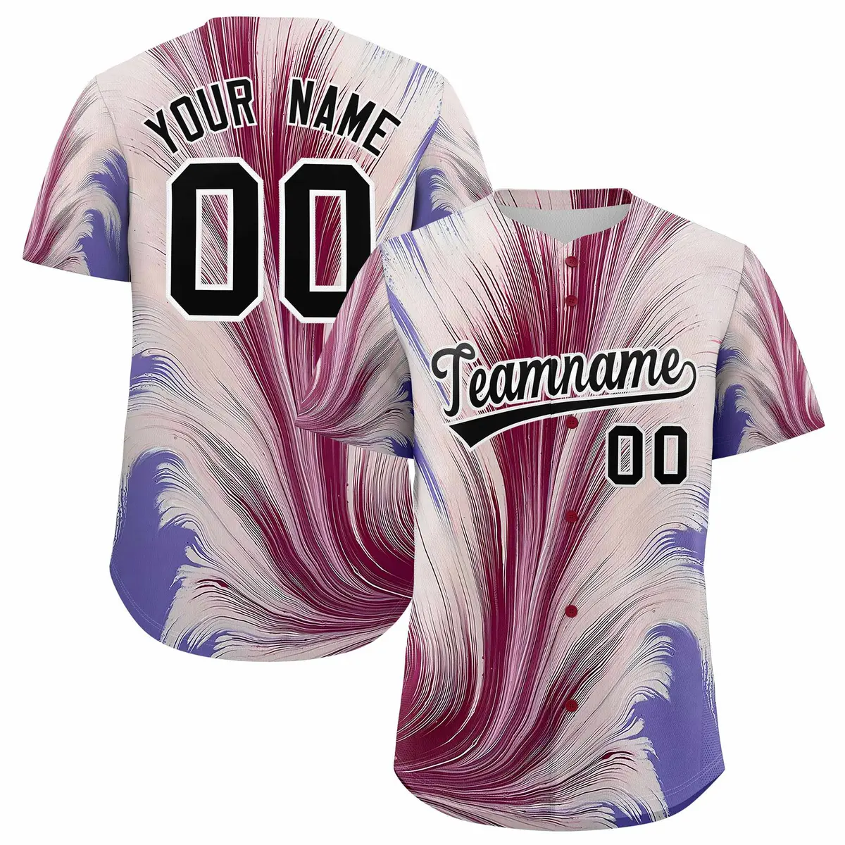 Black White Fluid Feather Graffiti Baseball Jersey