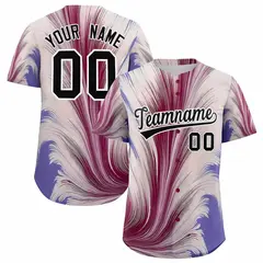 Black White Fluid Feather Graffiti Baseball Jersey