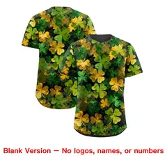 Black White Four Leaf Clover St. Patrick's Day Baseball Jersey 7