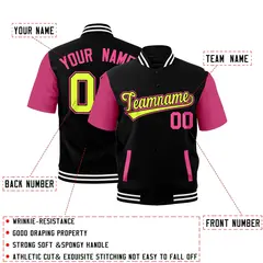 Black White Full-Snap Short Sleeve Varsity Jacket 2