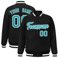 Black White Full-Snap Varsity Letterman Jacket Classic Style 1