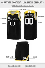 Black White-Gold Classic Basketball Sports Uniform Jersey 2