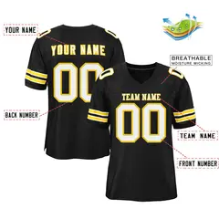 Black White-Gold Classic Style Authentic Football Jersey 2