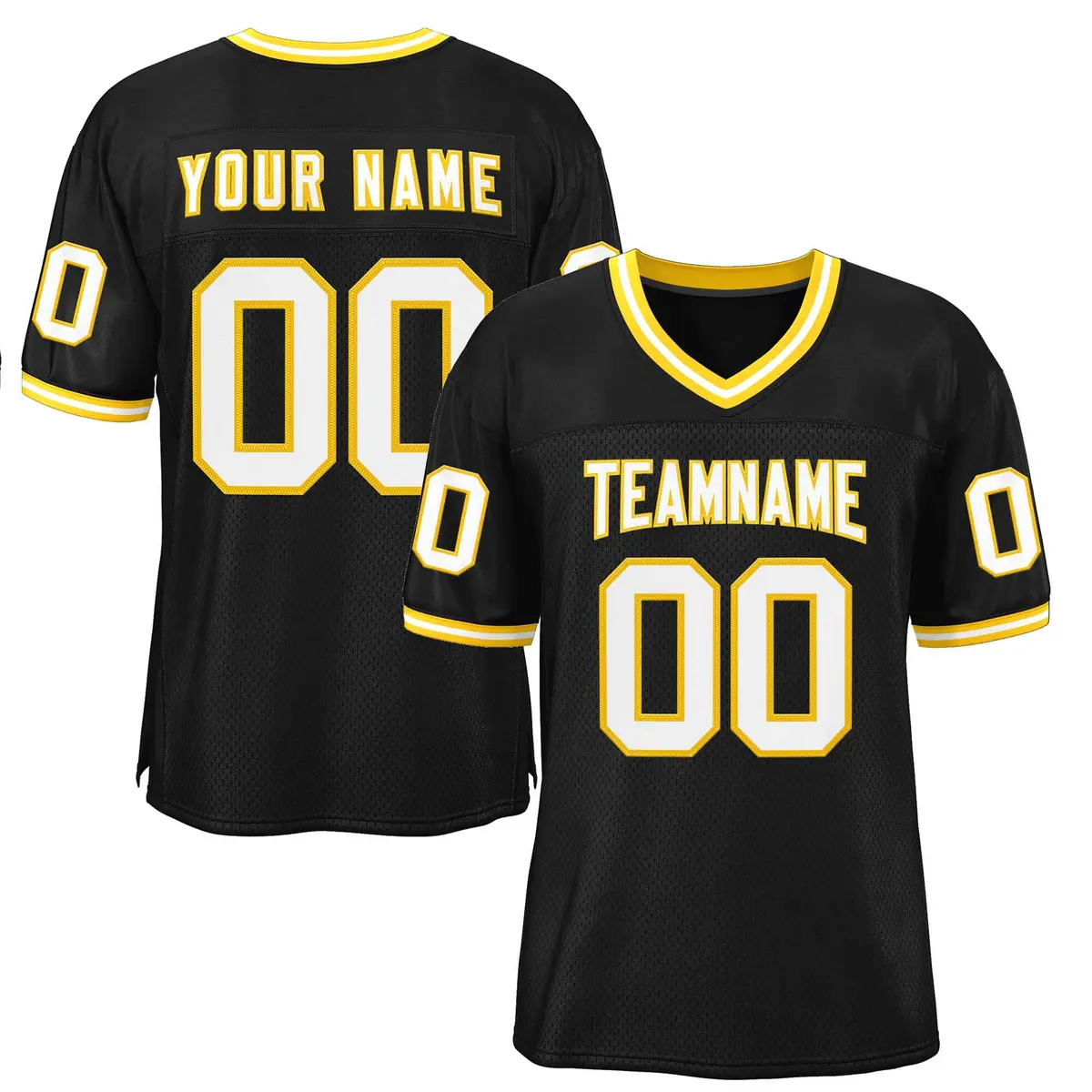 Black White-Gold Classic Style Authentic Football Jersey