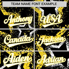 Black White Gold Graffiti Star Ink Texture Baseball Jersey 3