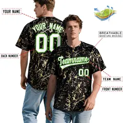 Black White Gold Marble Print Baseball Jersey 2