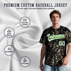 Black White Gold Marble Print Baseball Jersey 3