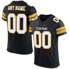 Black White-Gold Mesh Football Jersey 1
