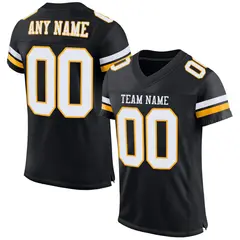 Black White-Gold Mesh Football Jersey 1