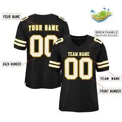 Black White-Gold Mesh Football Jersey 2
