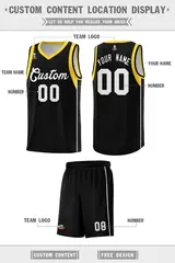 Black White-Gold Sleeve Color Block Basketball Jersey 2