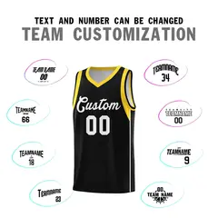 Black White-Gold Sleeve Color Block Basketball Jersey 4