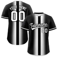 Black White Gradient Lapel Fashion Authentic Baseball Jersey