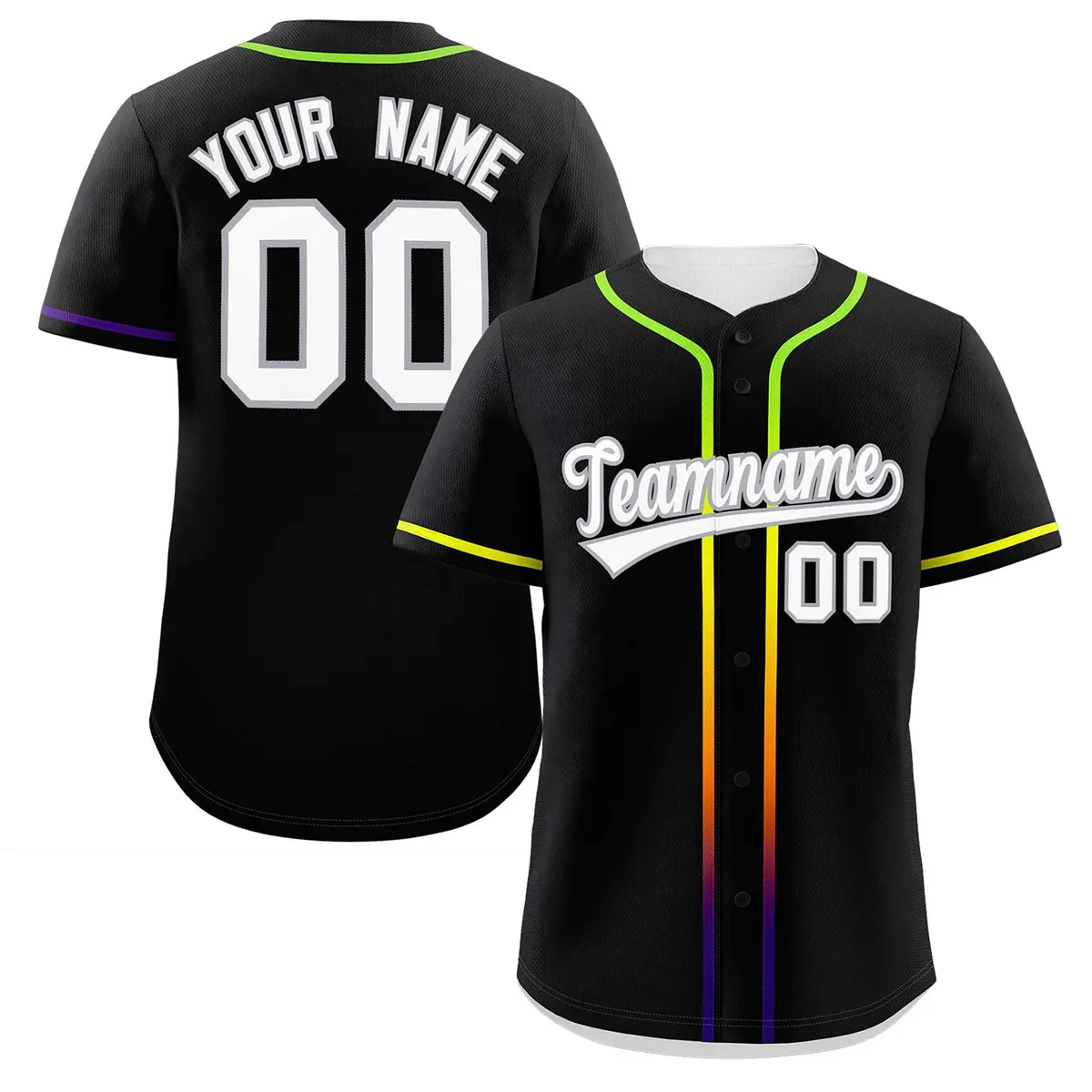 Black White Gradient Ribbed Authentic Baseball Jersey