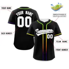 Black White Gradient Ribbed Authentic Baseball Jersey 2