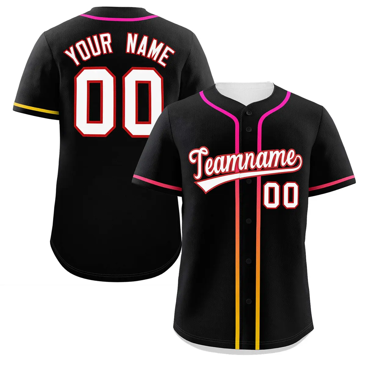 Black White Gradient Ribbed Authentic Baseball Jersey