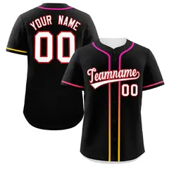 Black White Gradient Ribbed Authentic Baseball Jersey 1