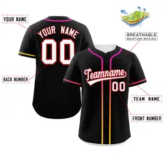 Black White Gradient Ribbed Authentic Baseball Jersey 2