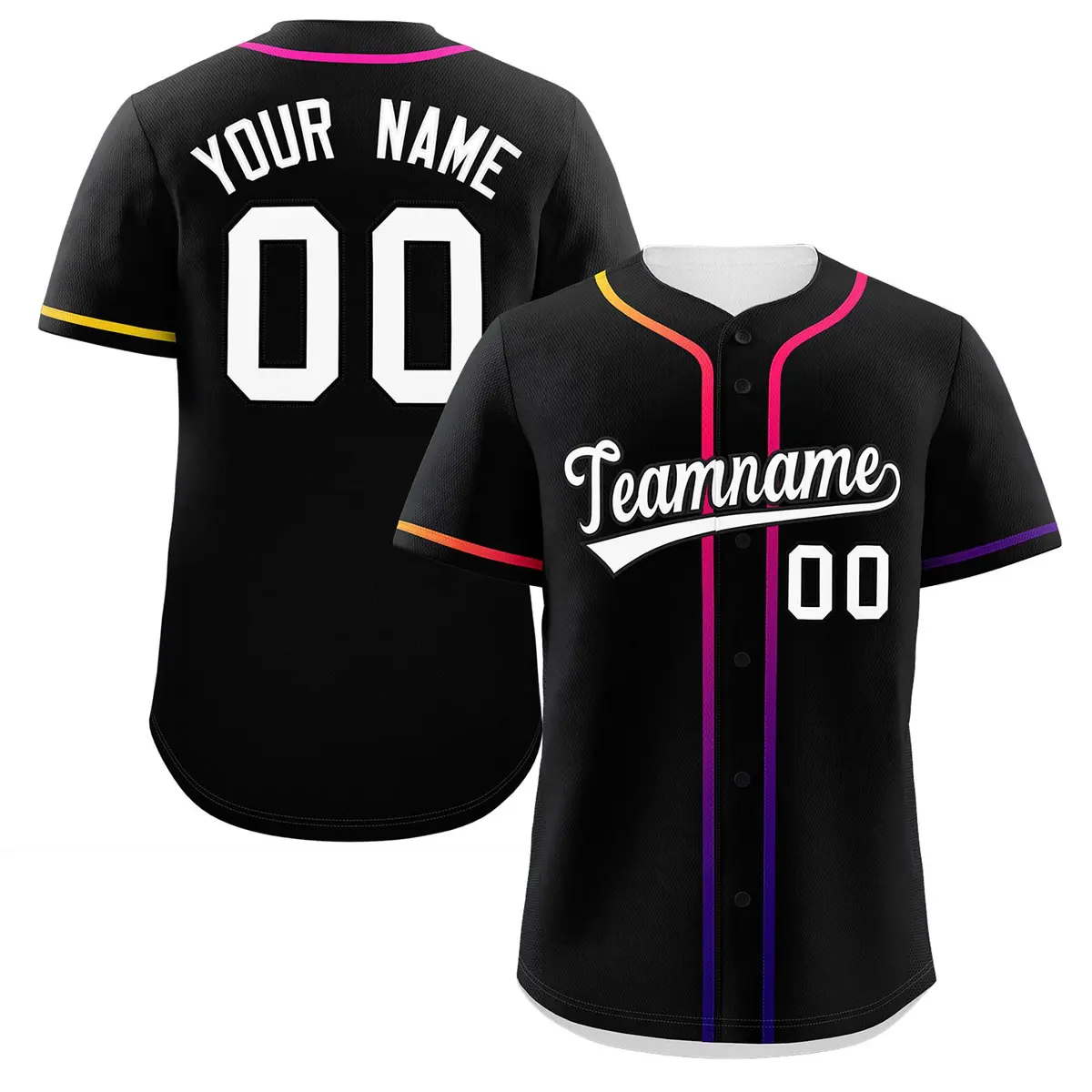 Black White Gradient Ribbed Authentic Baseball Jersey
