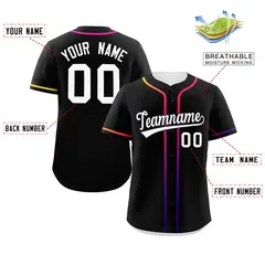 Black White Gradient Ribbed Authentic Baseball Jersey 2