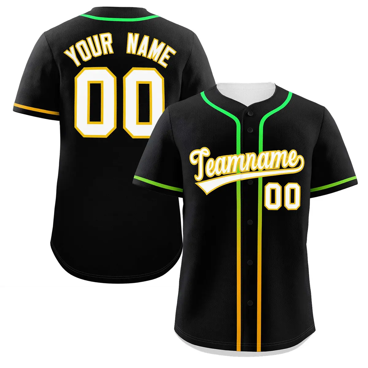 Black White Gradient Ribbed Authentic Baseball Jersey