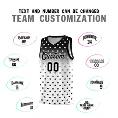 Black White Gradient Star Pattern Basketball Jersey Sets 4