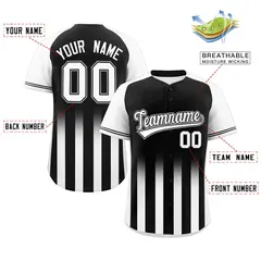 Black White Gradient Thick Stripe Raglan Baseball Jersey 2